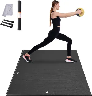 VEVOR Large Exercise Mat, Non Slip High Density Premium Yoga Mat, Exercise Yoga Mat for Men Women, Fitness & Exercise Mat with Bag & Carry Strap, for All Types of Home Yoga, Pilate & Floor Workout