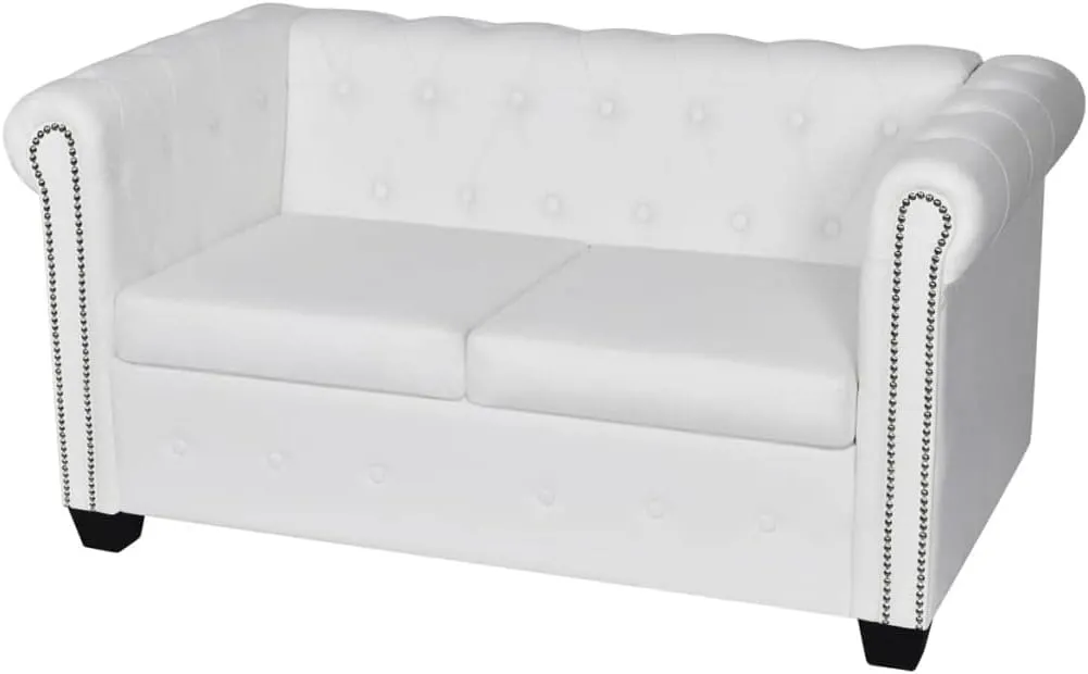vidaXL Chesterfield 2-Seater Sofa - Sophisticated and Comfortable Couch with Padded Seat, Resistant Artificial Leather Upholstery, Sturdy Wooden Frame, and Tufted Detailing - Perfect Addition for ...