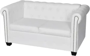 vidaXL Chesterfield 2-Seater Sofa - Sophisticated and Comfortable Couch with Padded Seat, Resistant Artificial Leather Upholstery, Sturdy Wooden Frame, and Tufted Detailing - Perfect Addition for ...