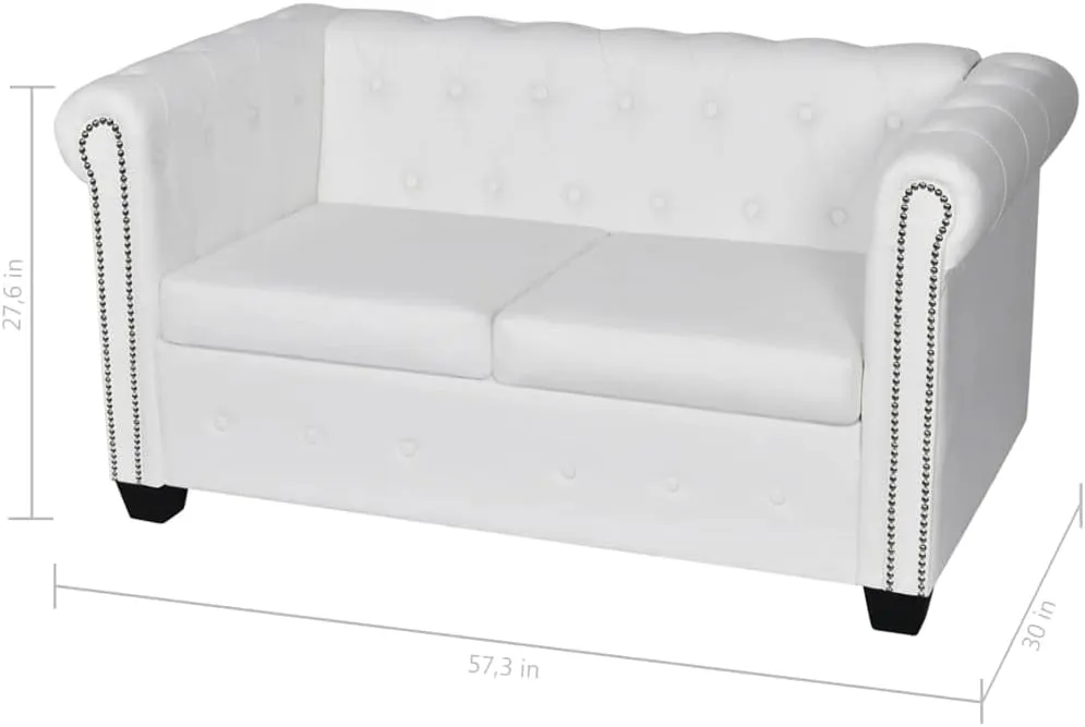 vidaXL Chesterfield 2-Seater Sofa - Sophisticated and Comfortable Couch with Padded Seat, Resistant Artificial Leather Upholstery, Sturdy Wooden Frame, and Tufted Detailing - Perfect Addition for ...