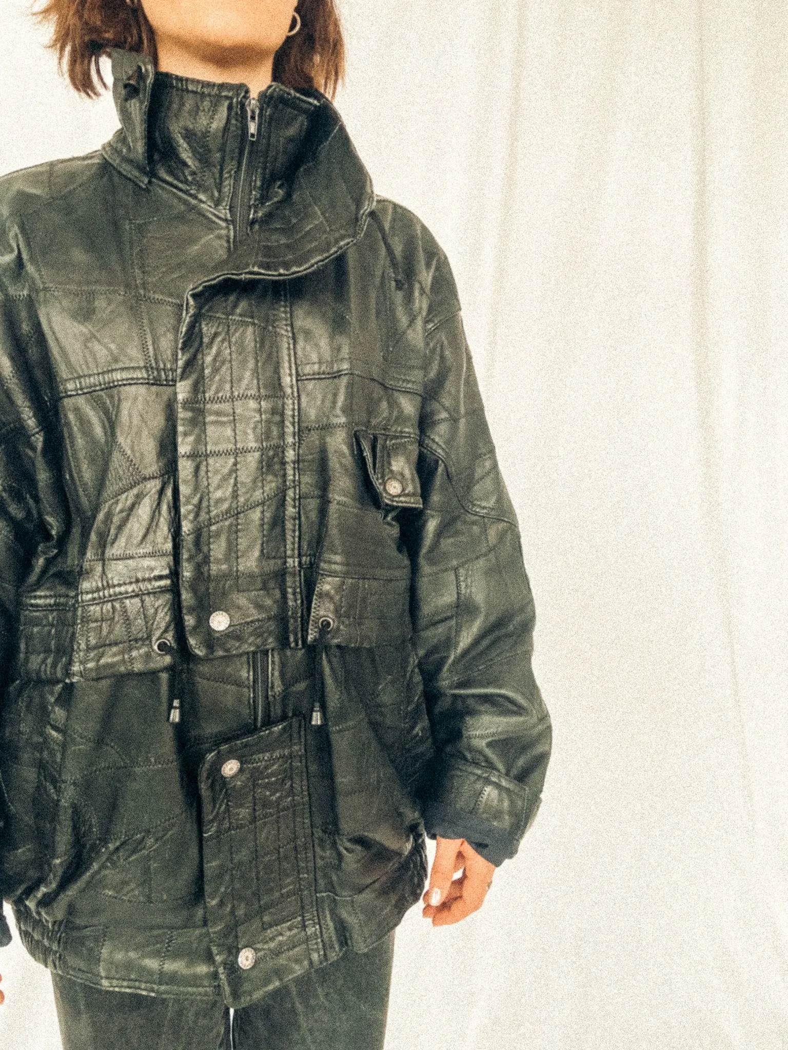 vintage patchwork leather jacket