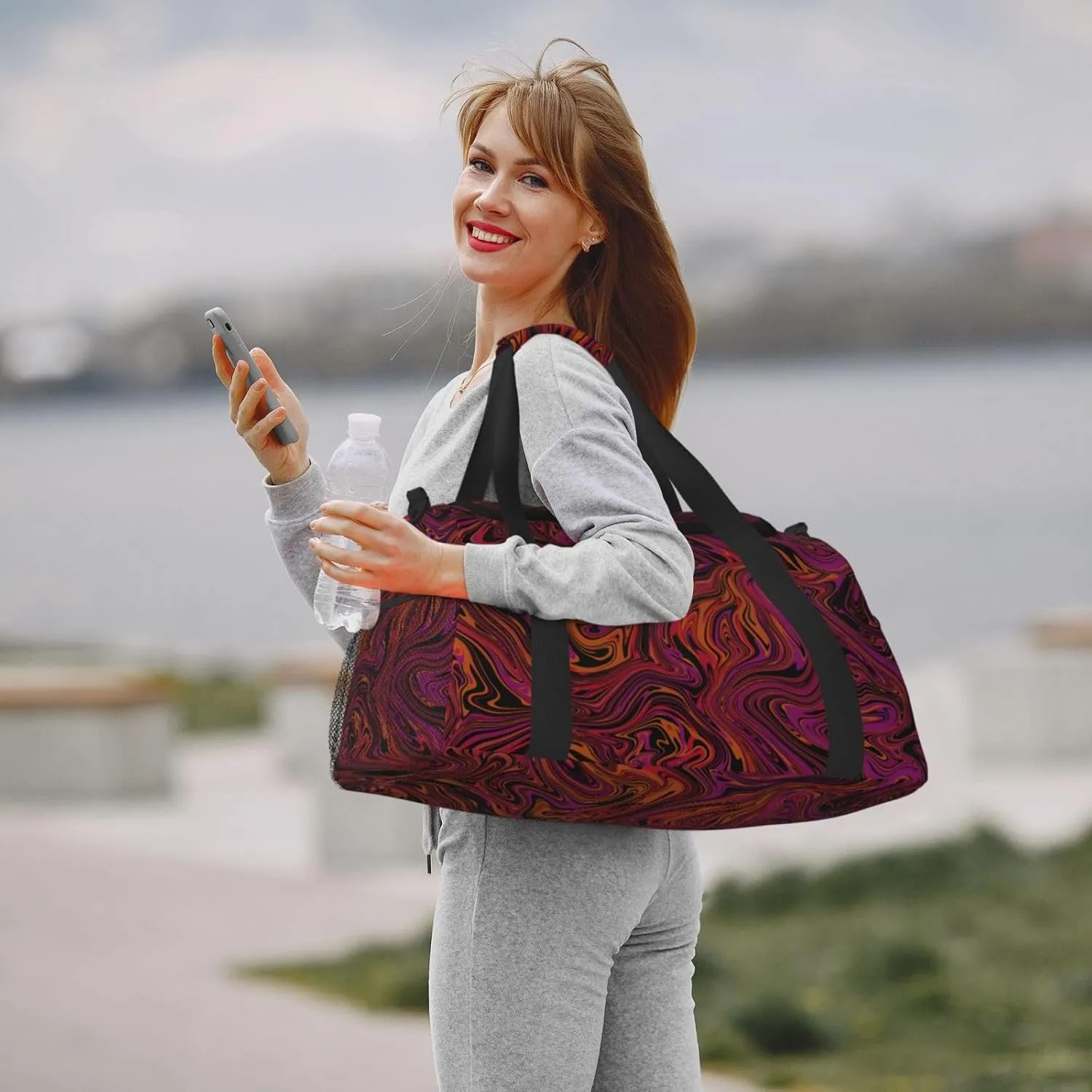 Violet Travel Duffel Bag Large Foldable Waterproof Overnight Bag For Beach Swim Bags Pool Sports Gym
