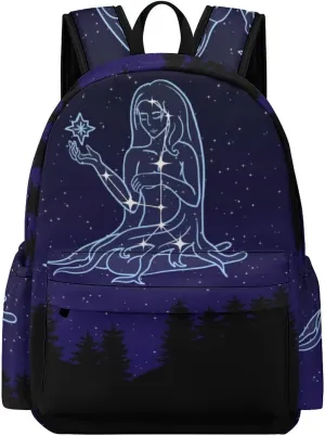 Virgo Zodiac Constellation Laptop Backpack for Women Men Cute Shoulder Bag Printed Daypack for Travel Sports Work