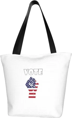 Vote, Resist Fist in American Women'S Casual One Shoulder Carry Shopping Bag Large Capacity Working Storage Handbag