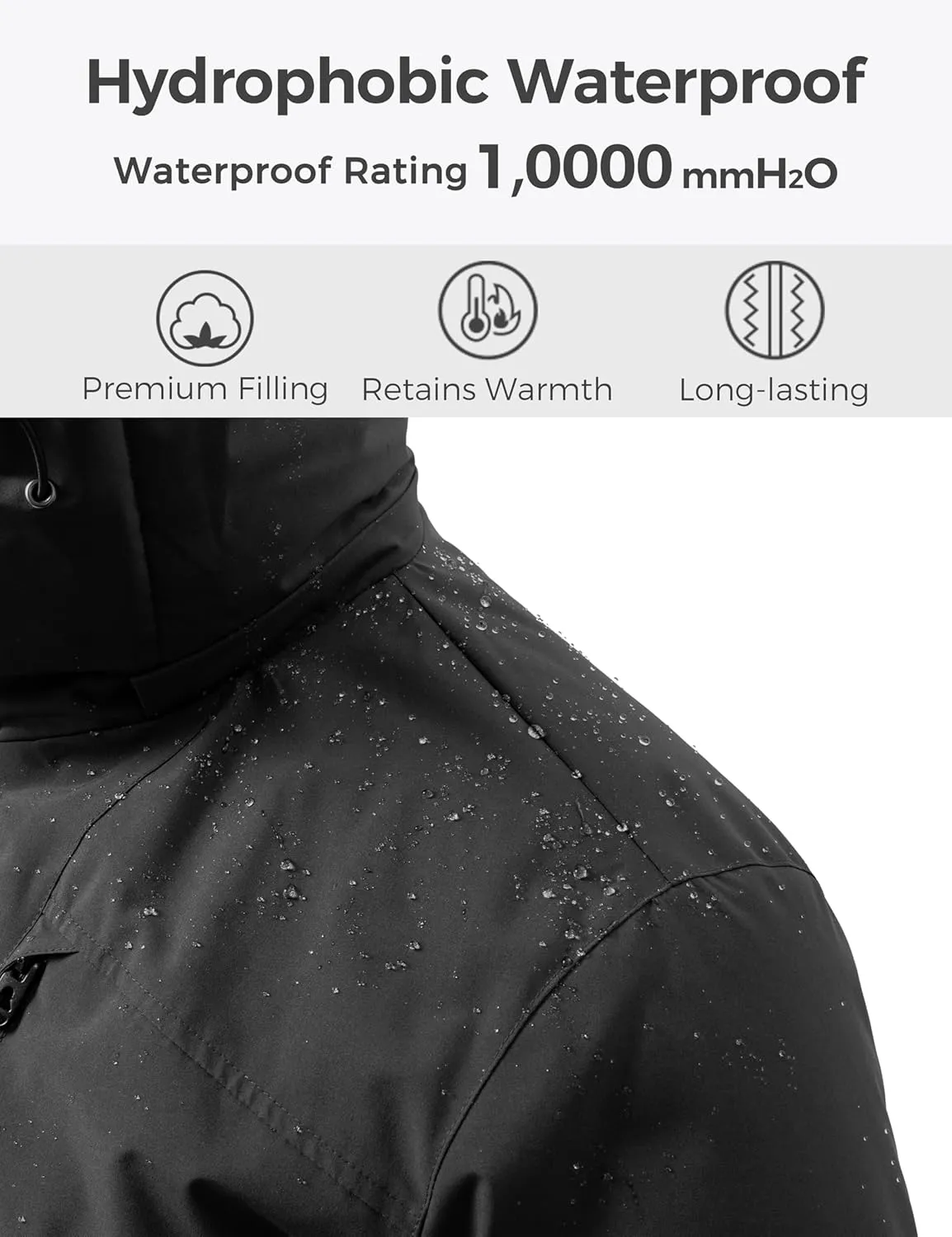 wantdo Men's Mountain Waterproof Ski Jacket Winter Snow Coat Windproof Raincoat