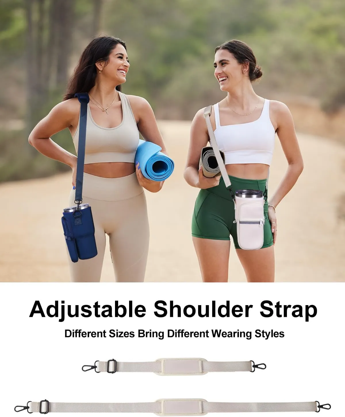 Water Bottle Holder with Strap for YETI Tumbler, Water Bottle Carrier Sling Bag with Phone Pocket, Gym Bottle Accessories