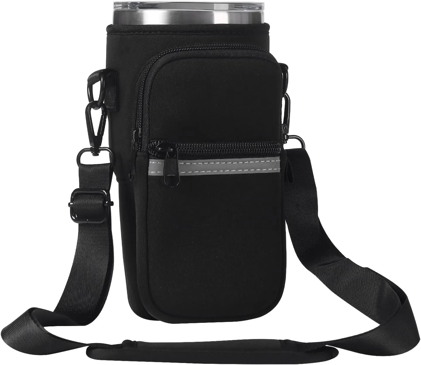 Water Bottle Holder with Strap for YETI Tumbler, Water Bottle Carrier Sling Bag with Phone Pocket, Gym Bottle Accessories