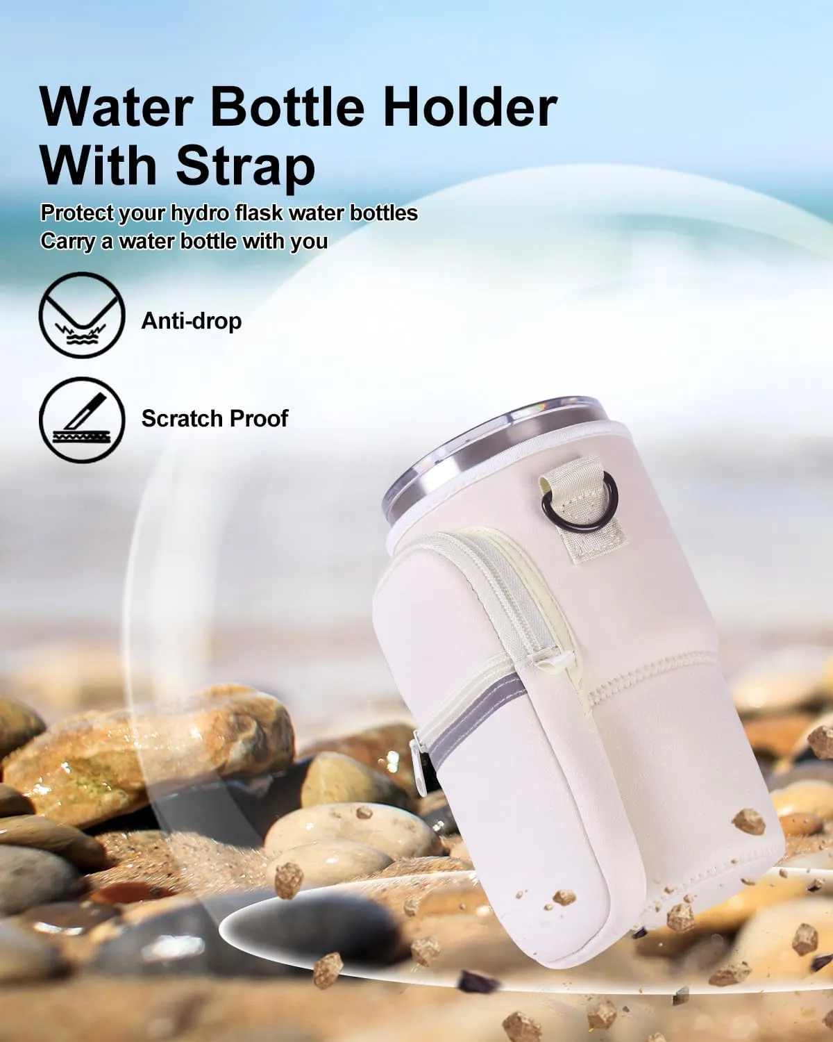 Water Bottle Holder with Strap for YETI Tumbler, Water Bottle Carrier Sling Bag with Phone Pocket, Gym Bottle Accessories