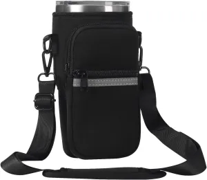 Water Bottle Holder with Strap for YETI Tumbler, Water Bottle Carrier Sling Bag with Phone Pocket, Gym Bottle Accessories