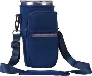 Water Bottle Holder with Strap for YETI Tumbler, Water Bottle Carrier Sling Bag with Phone Pocket, Gym Bottle Accessories