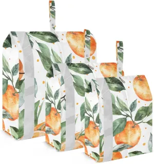 Watercolor Oranges Travel Storage Bag with Lanyard - Portable Lightweight Classified Storage Bag with Zipper, Dust and Waterproof Travel Packing Cube for Suitcase,3 Pieces
