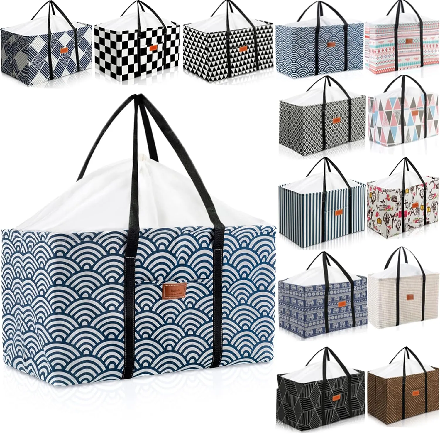 Waterproof Car Trunk Organizer Large Drawstring SUV Trunk Storage Organizer Collapsible Truck Bag Two pockets Long Strap Car Trunk Organizer for camping (Trunk Organizer-03)
