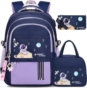 Waterproof Lightweight Backpack for Girls with Lunch Bag