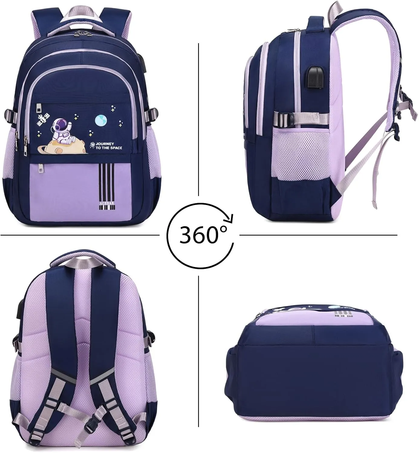 Waterproof Lightweight Backpack for Girls with Lunch Bag