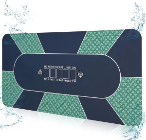 Waterproof Professional Poker Mat, 8 Player Portable Rubber Texas Hold'em Poker Table Top Layout w/Zipper Handbag to Play Cards, Poker Games, Blackjack, Casino 70'' x 35''