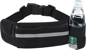 Waterproof running waist bag sports jogging outdoor mobile phone holder belt bag female male fitness cycling sports accessories(Black)