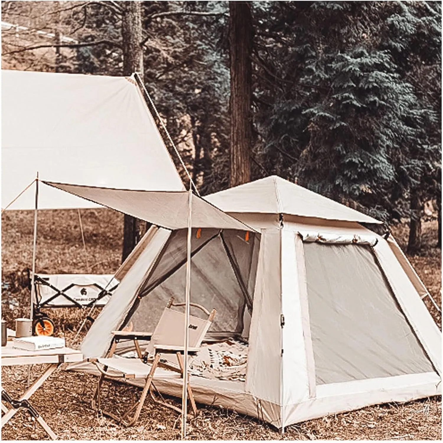 Waterproof Tent 4 People Pop Open in Three Seconds,Double Doors and Four Windows Tunnel Tents Practical Sturdy A Tent for Family,Outdoor,Hiking and Mountaineering