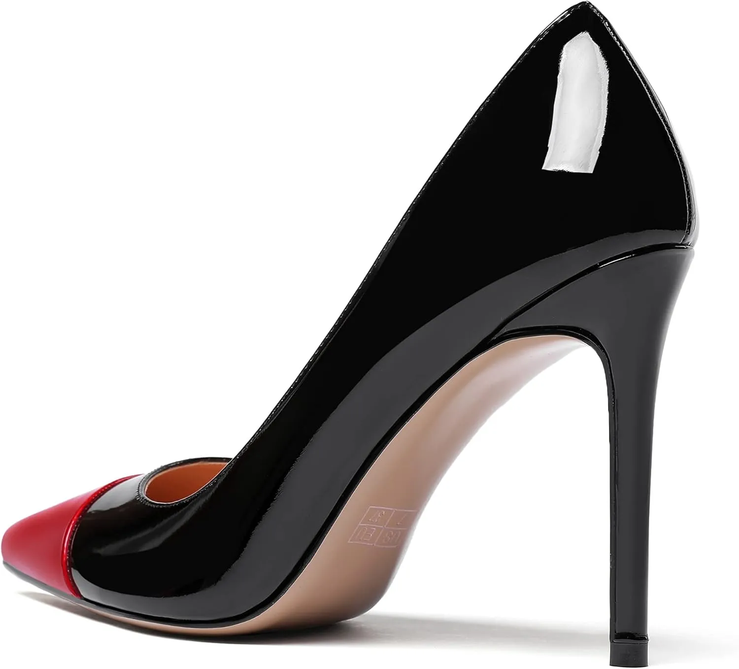 WAYDERNS Women's Pointed Toe Slip On Patent Leather Patchwork Stiletto High Heel Pumps Wedding Dress Shoes 4 Inch
