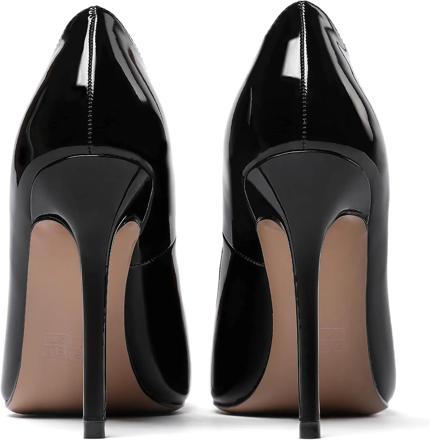 WAYDERNS Women's Pointed Toe Slip On Patent Leather Patchwork Stiletto High Heel Pumps Wedding Dress Shoes 4 Inch
