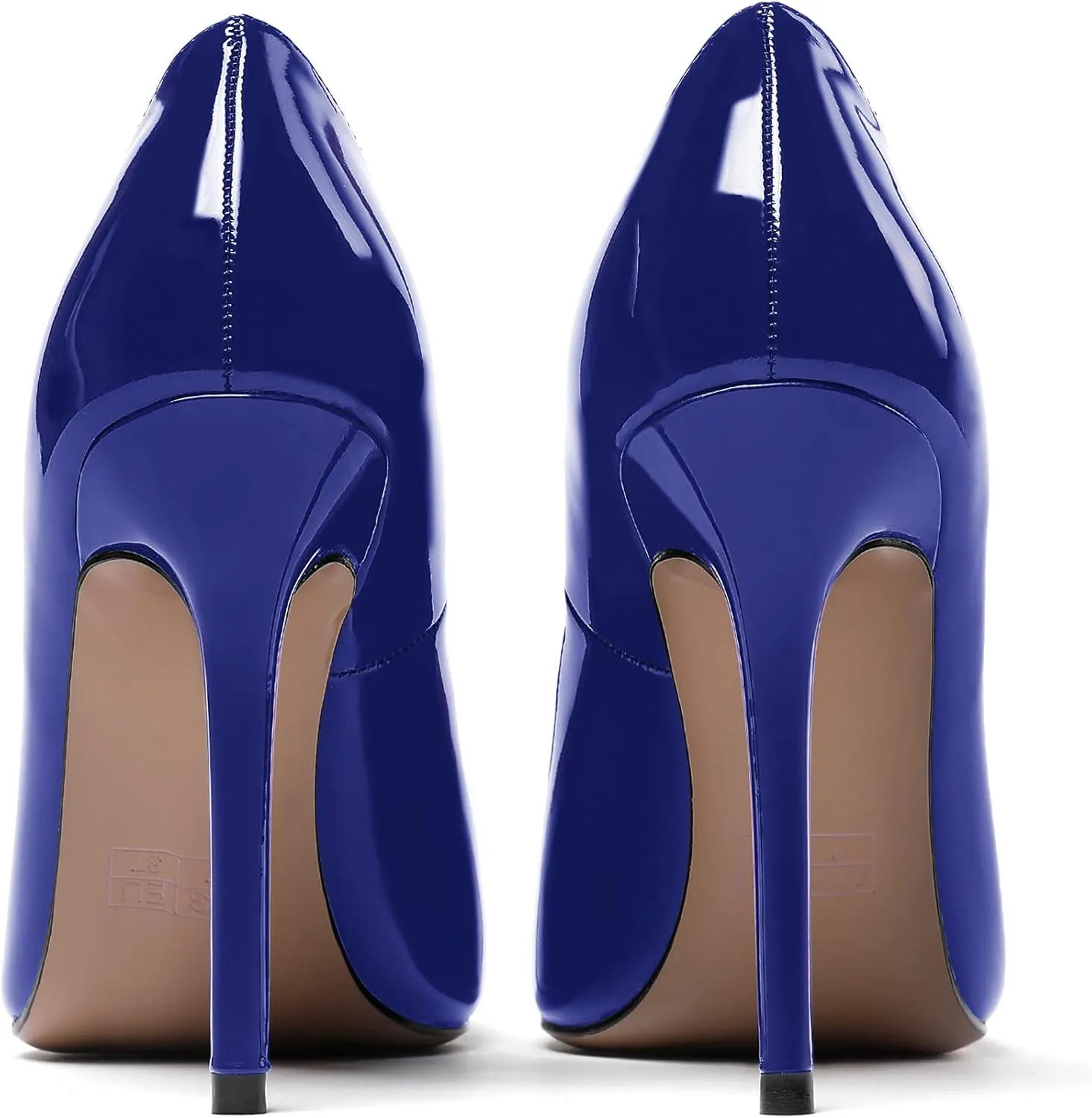 WAYDERNS Women's Pointed Toe Slip On Patent Leather Patchwork Stiletto High Heel Pumps Wedding Dress Shoes 4 Inch