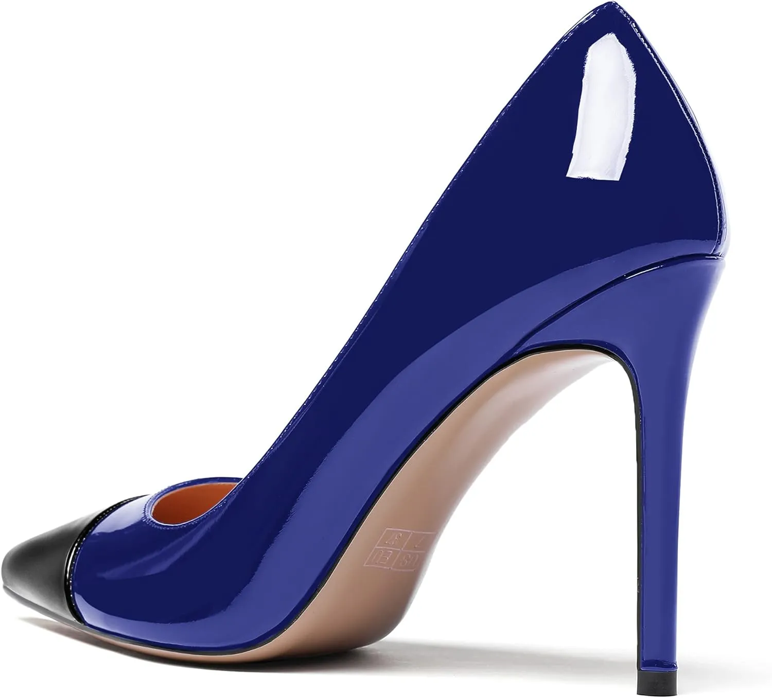 WAYDERNS Women's Pointed Toe Slip On Patent Leather Patchwork Stiletto High Heel Pumps Wedding Dress Shoes 4 Inch