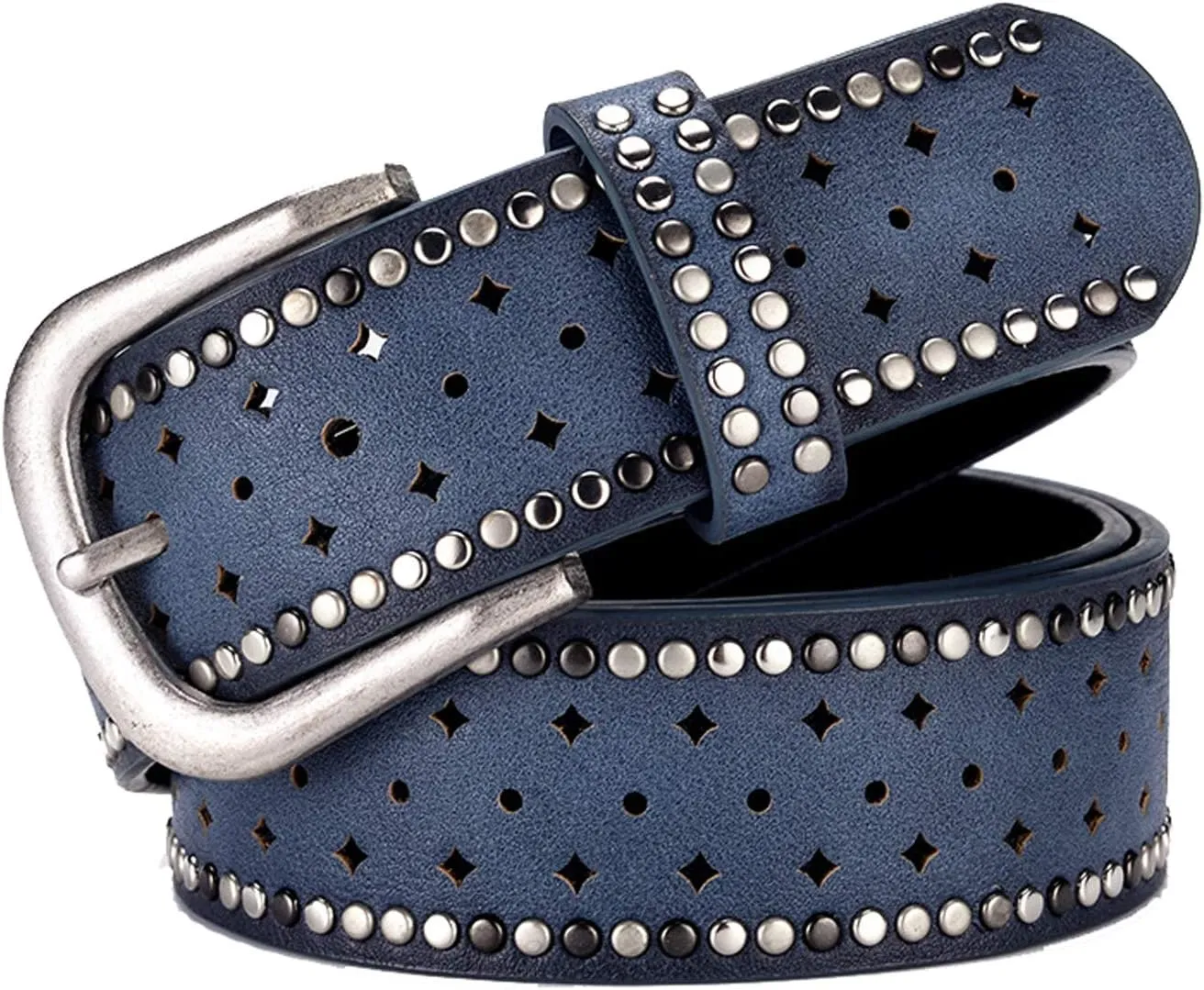 Wemi TIPINOICE Womens Retro Rivet Jean Belt Western Cowgirl Punk Rock Studded Bling Belts, Length 43 inch