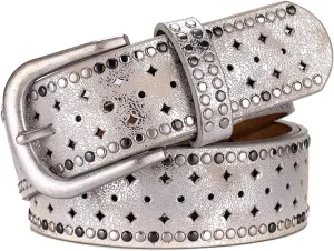 Wemi TIPINOICE Womens Retro Rivet Jean Belt Western Cowgirl Punk Rock Studded Bling Belts, Length 43 inch