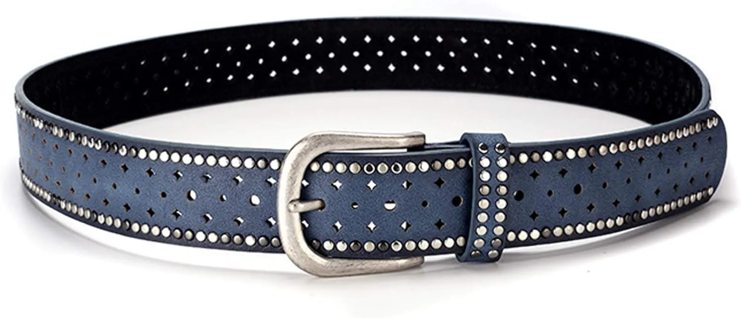 Wemi TIPINOICE Womens Retro Rivet Jean Belt Western Cowgirl Punk Rock Studded Bling Belts, Length 43 inch