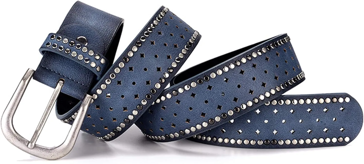 Wemi TIPINOICE Womens Retro Rivet Jean Belt Western Cowgirl Punk Rock Studded Bling Belts, Length 43 inch
