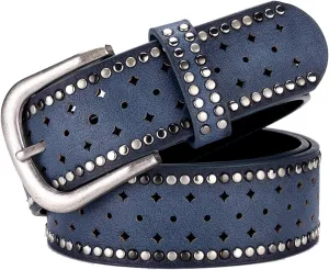 Wemi TIPINOICE Womens Retro Rivet Jean Belt Western Cowgirl Punk Rock Studded Bling Belts, Length 43 inch