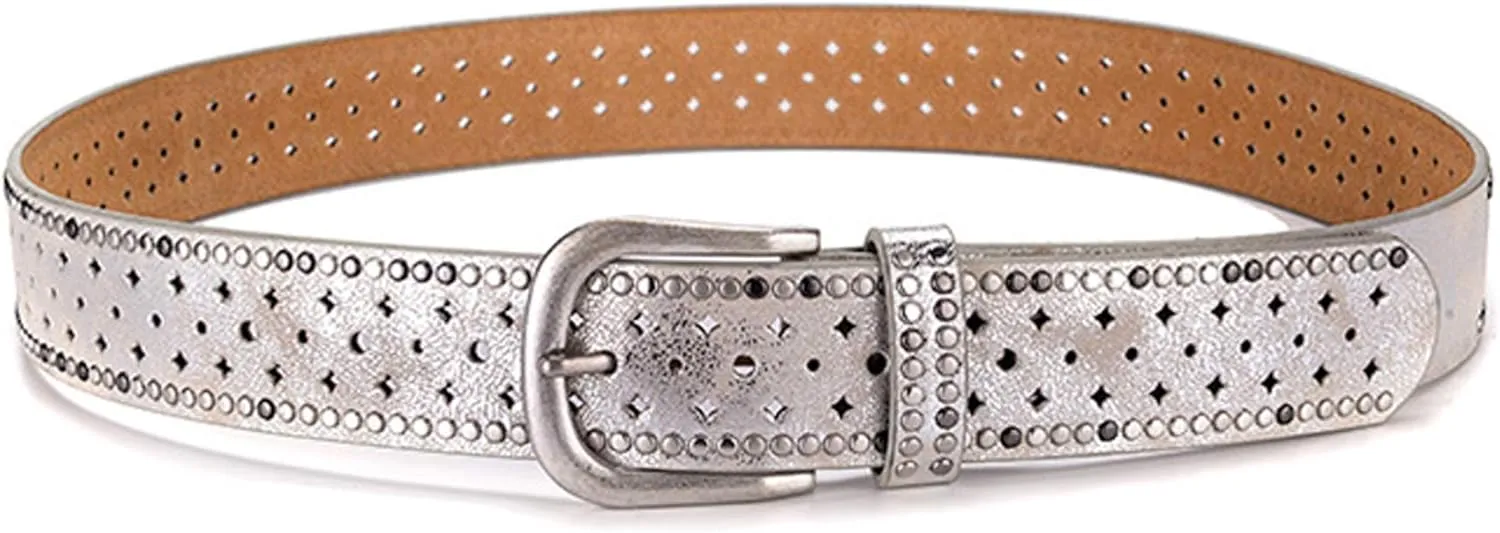 Wemi TIPINOICE Womens Retro Rivet Jean Belt Western Cowgirl Punk Rock Studded Bling Belts, Length 43 inch