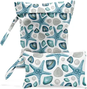 Wet Bag, Wet Dry Bag, Wet Bag for Swimsuit, Travel, Beach, Pool, Diapers, Dirty Yoga Gym Clothes, Toiletries, Makeup Bag, Waterproof Reusable Cute Beach Bag Bee Flower Decor, 2 Pcs Set.