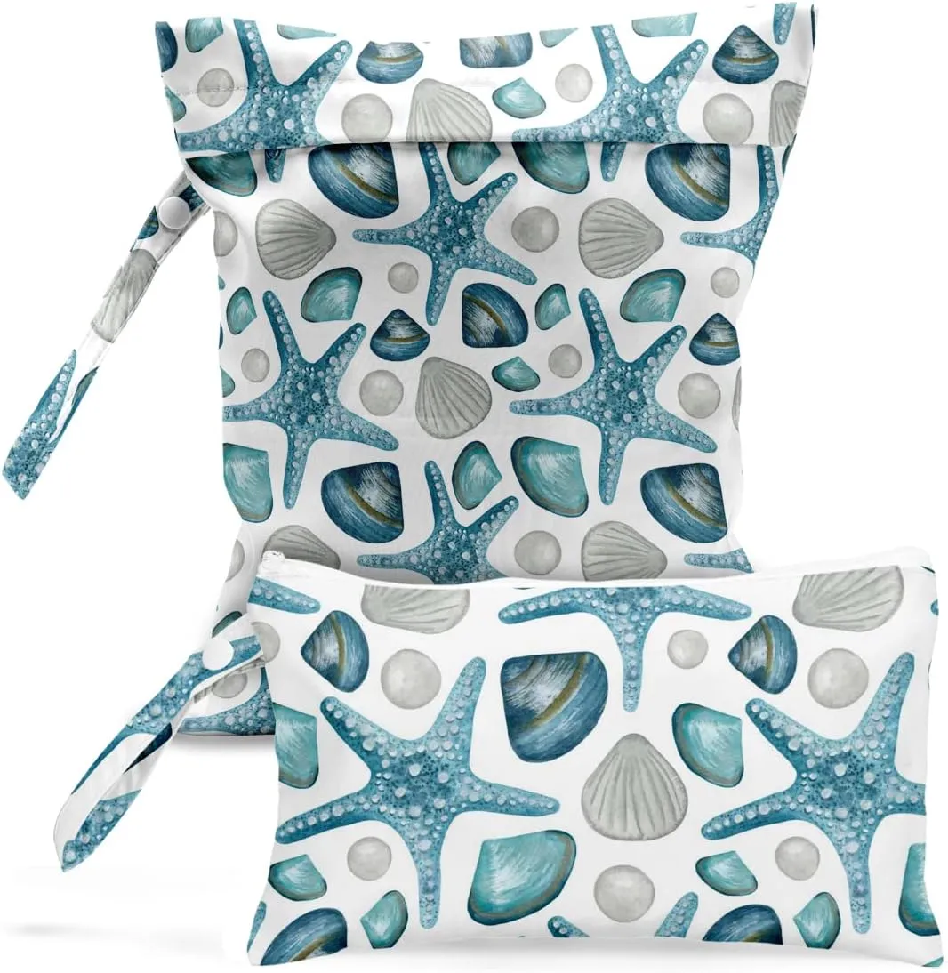 Wet Bag, Wet Dry Bag, Wet Bag for Swimsuit, Travel, Beach, Pool, Diapers, Dirty Yoga Gym Clothes, Toiletries, Makeup Bag, Waterproof Reusable Cute Beach Bag Bee Flower Decor, 2 Pcs Set.