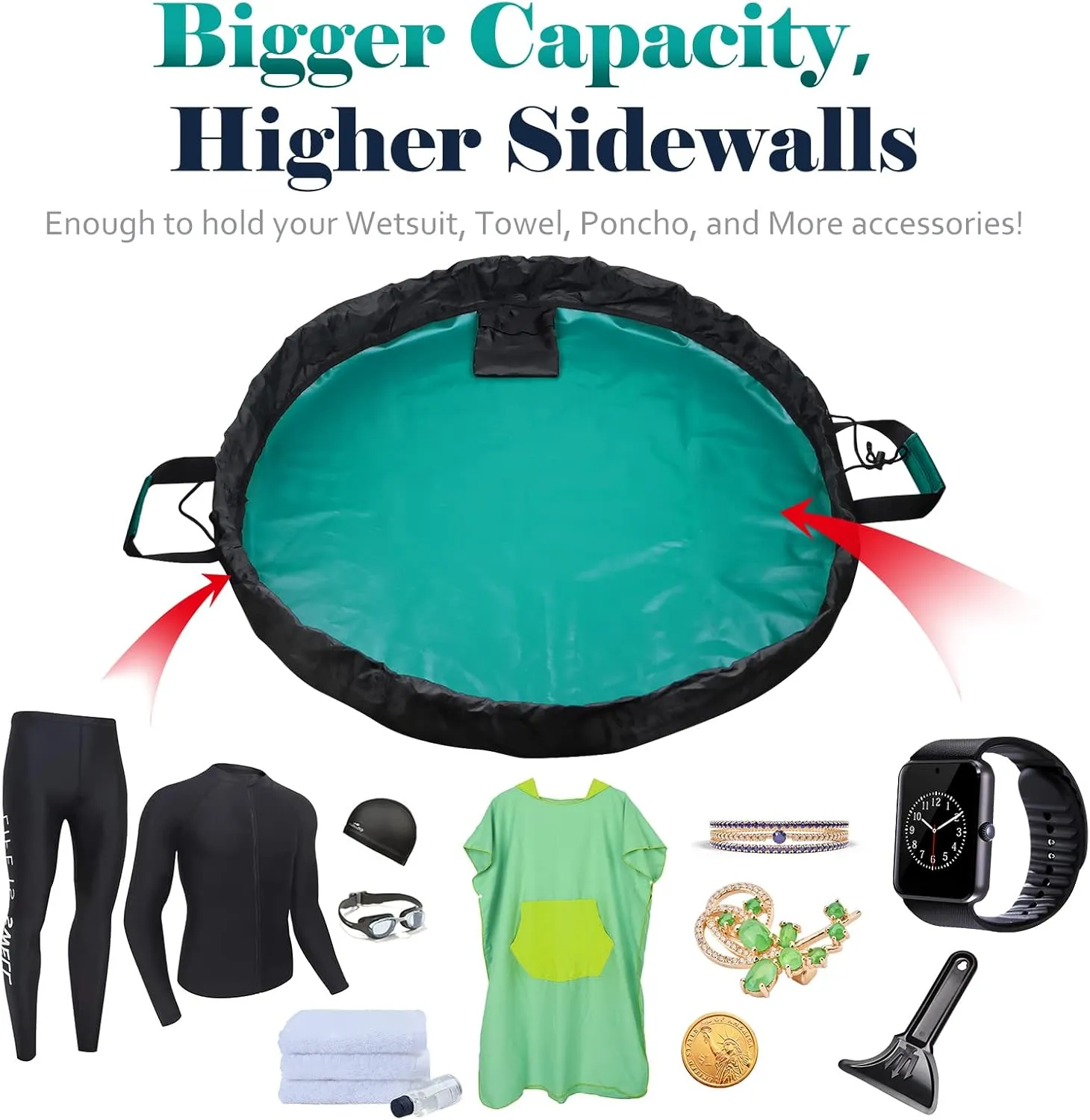 Wetsuit Change Mat, Portable Large Beach Dry Bag Waterproof Changing Mats with Shoulder and Handle Strap for Surfing