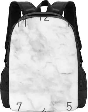 White Gray Marble Texture Lightweight Packable Backpack Travel Casual Hiking Daypack Foldable Backpack For Men Women