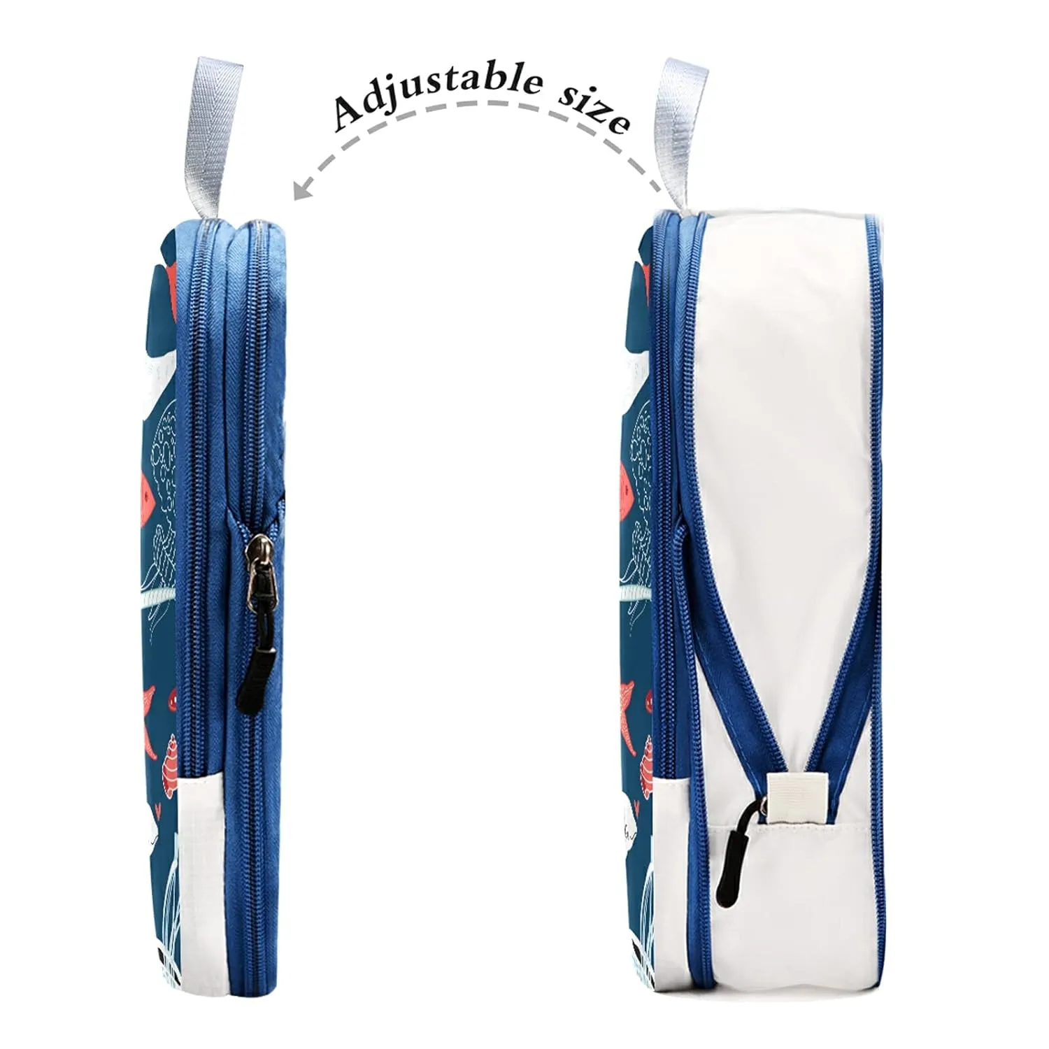 White Sea Whales Jellyfish Red Starfishes Fishes on Dark Blue 3 Set Packing Cubes, Waterproof Check Oxford cloth Organizers, Travel Packing Toiletry Storage Bag