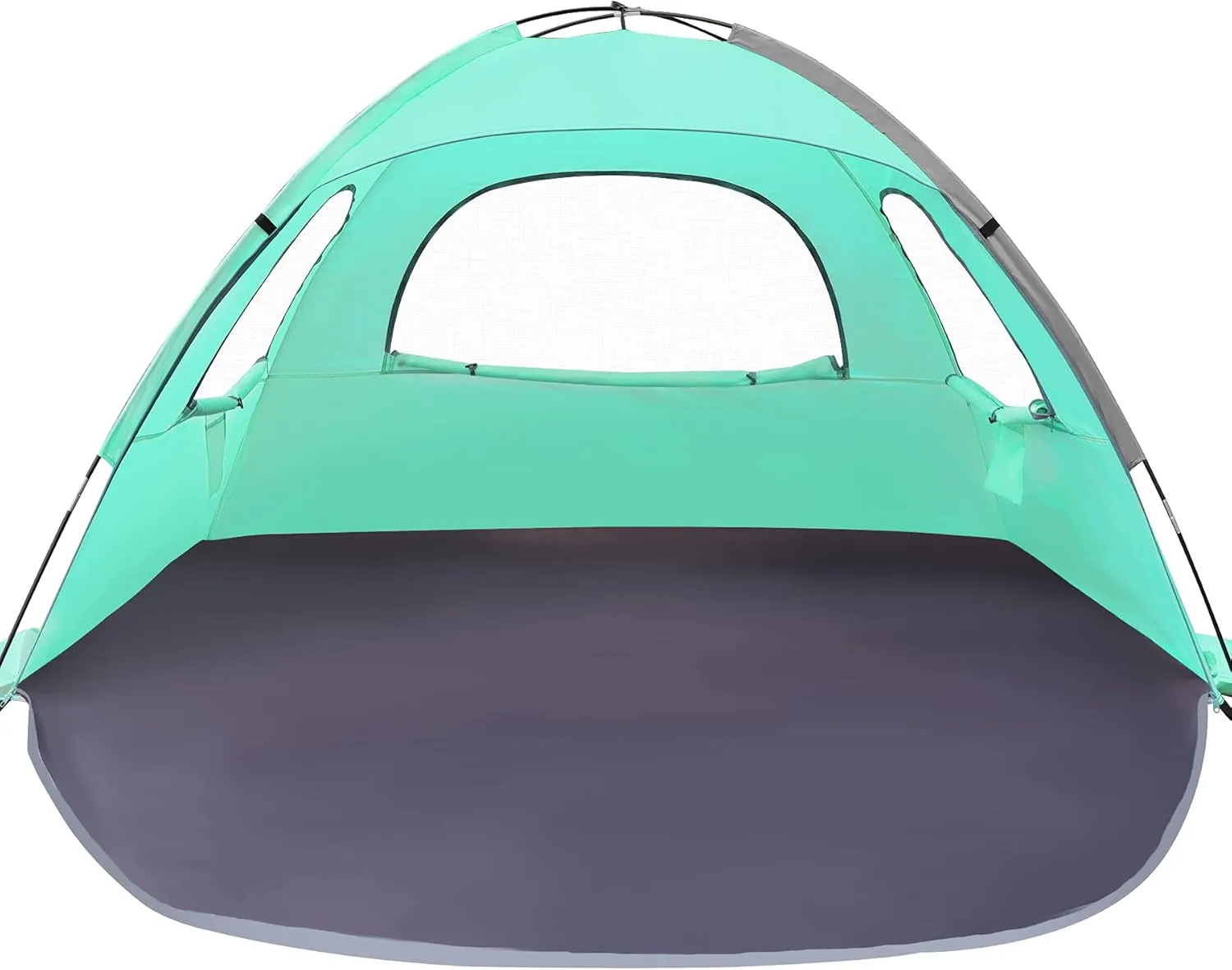 WhiteFang Beach Tent Anti-UV Portable Sun Shade Shelter for 3/4/6/8 Person, Extendable Floor with 3 Ventilating Mesh Windows Plus Carrying Bag, Stakes and Guy Lines