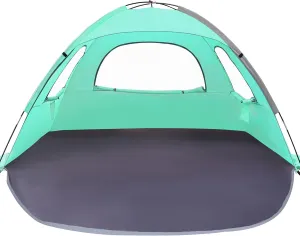 WhiteFang Beach Tent Anti-UV Portable Sun Shade Shelter for 3/4/6/8 Person, Extendable Floor with 3 Ventilating Mesh Windows Plus Carrying Bag, Stakes and Guy Lines