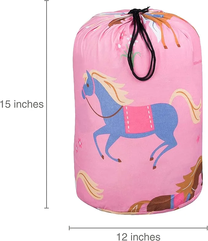 Wildkin Kids Microfiber Sleeping Bag for Boys and Girls, Includes Pillow Case and Stuff Sack, Perfect Size for Slumber Parties, Camping and Overnight Travel (Horses)