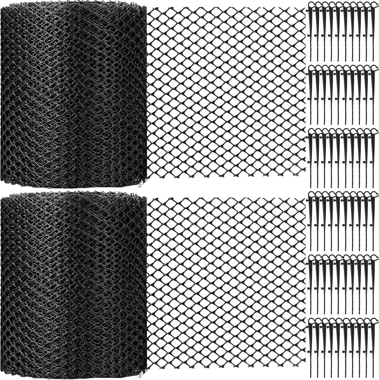 Windyun 2 Pack Gutter Guard Mesh Roll, 6 inch x 65 ft Plastic Guard Rain Gutter Covers Down spout Pipe Leaf Filter Protection Net with 60 Clip Fixed Hooks Preventing from Twigs Debris Leaves Clogged