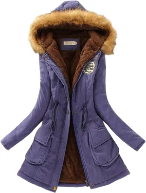 Winter Jackets for Women Warm Faux Lamb Wool Lined Jacket Coat Mid Length Thicken Padded Jacket