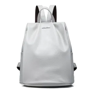 Women Backpack PU Mochila Fashion Solid Color School Leather Backpack Vintage Large Capacity Laptop Travel Bag