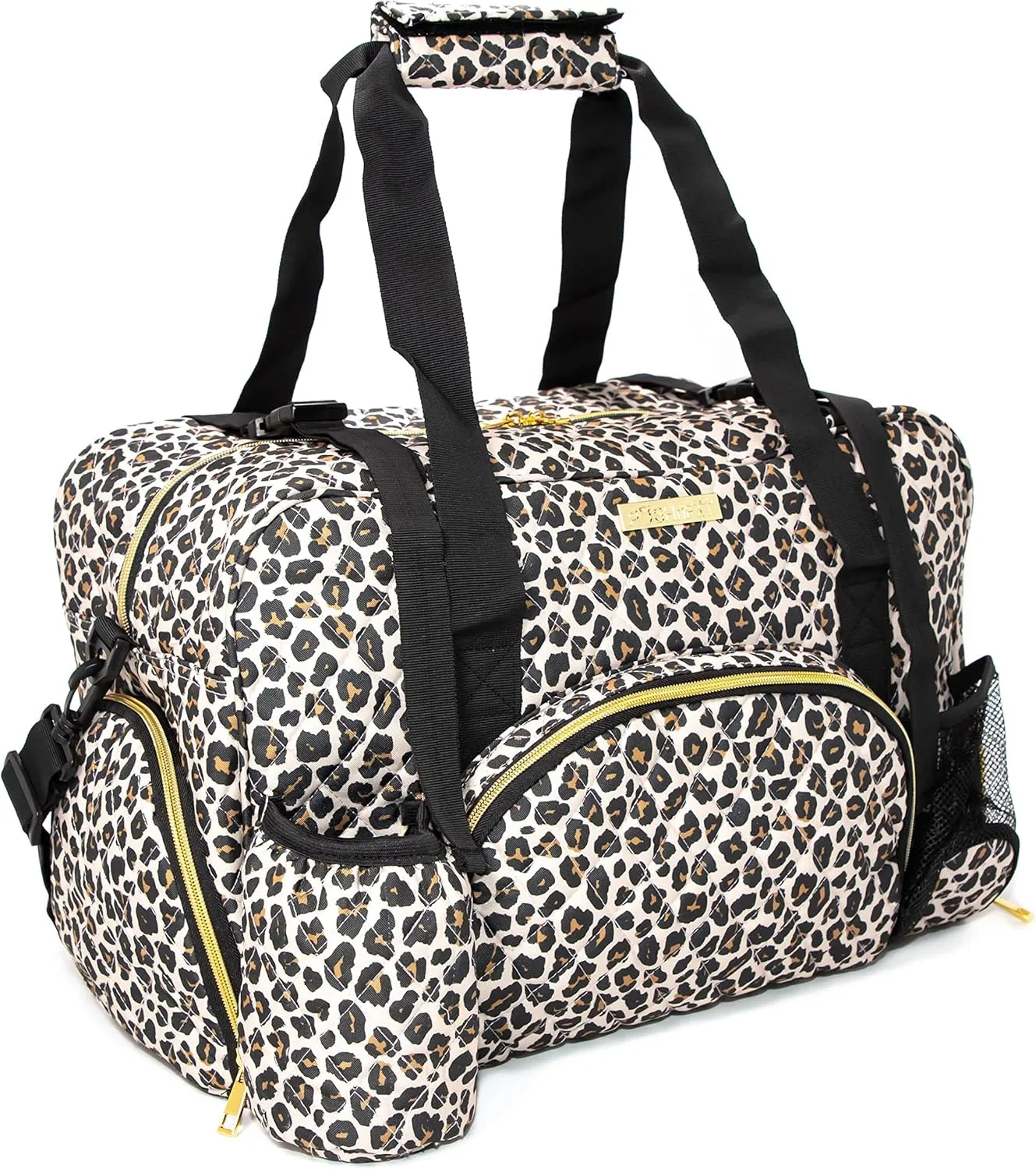Women Exercise Fitness Gym Travel & Weekender Duffel bag Waterproof Wet Storage Yoga Mat Storage Shoe Storage Carry On Luggage (Quilted Outer, Animal Print)