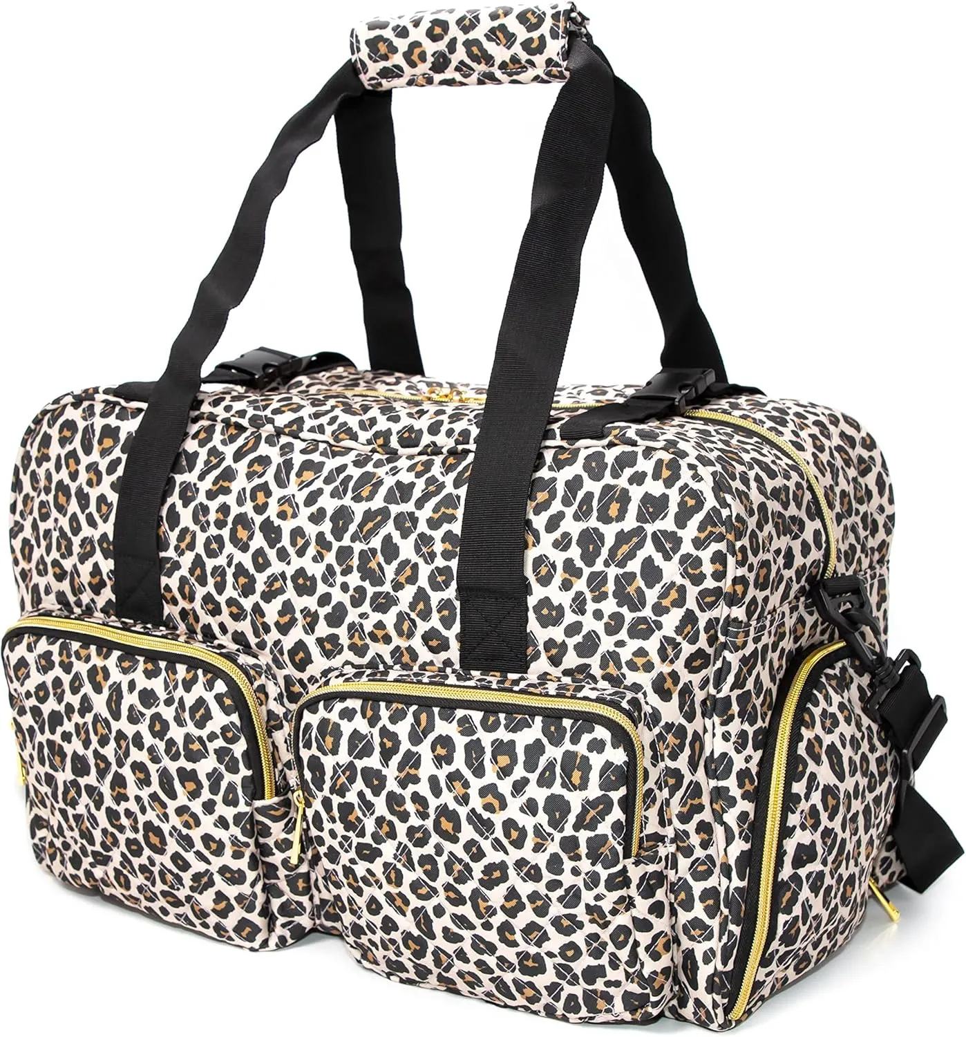 Women Exercise Fitness Gym Travel & Weekender Duffel bag Waterproof Wet Storage Yoga Mat Storage Shoe Storage Carry On Luggage (Quilted Outer, Animal Print)