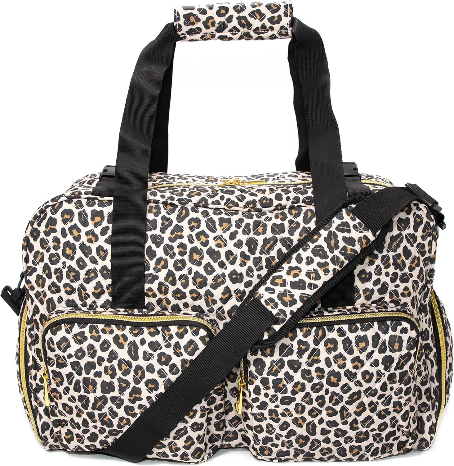 Women Exercise Fitness Gym Travel & Weekender Duffel bag Waterproof Wet Storage Yoga Mat Storage Shoe Storage Carry On Luggage (Quilted Outer, Animal Print)