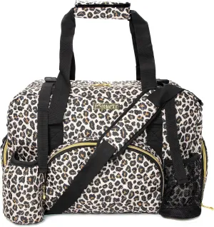 Women Exercise Fitness Gym Travel & Weekender Duffel bag Waterproof Wet Storage Yoga Mat Storage Shoe Storage Carry On Luggage (Quilted Outer, Animal Print)