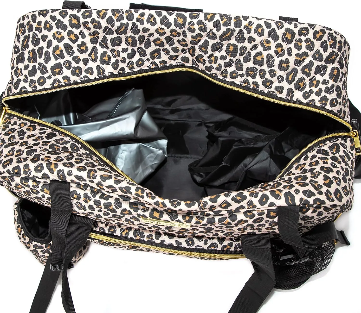 Women Exercise Fitness Gym Travel & Weekender Duffel bag Waterproof Wet Storage Yoga Mat Storage Shoe Storage Carry On Luggage (Quilted Outer, Animal Print)
