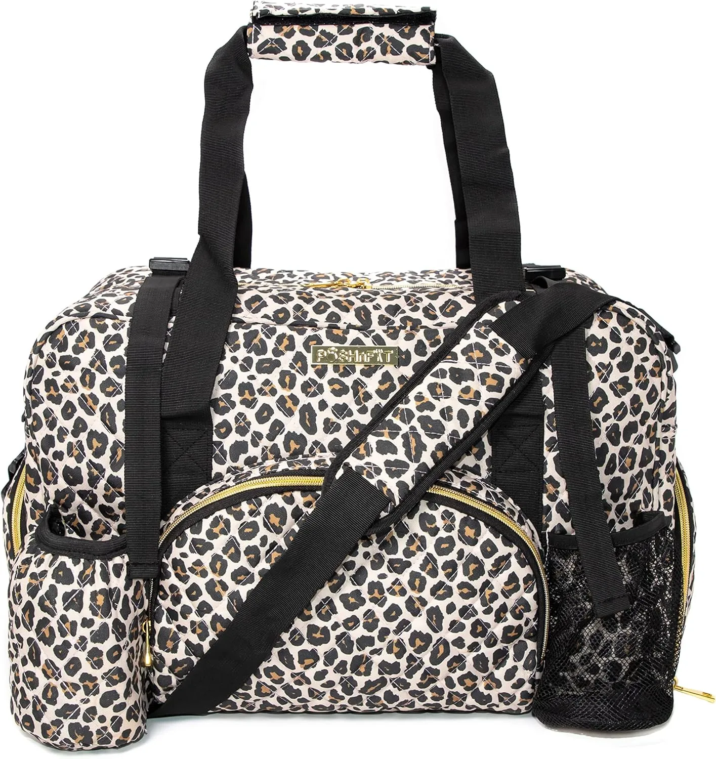 Women Exercise Fitness Gym Travel & Weekender Duffel bag Waterproof Wet Storage Yoga Mat Storage Shoe Storage Carry On Luggage (Quilted Outer, Animal Print)