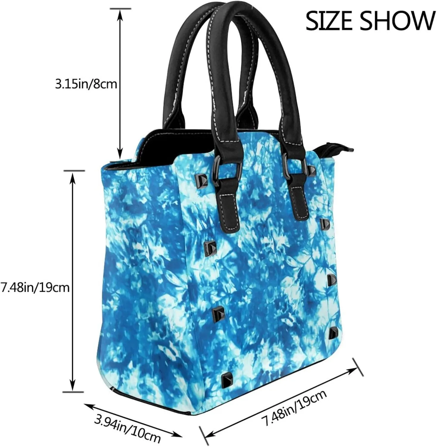Women Fashion Tote Bag PU Leather Rivet Studded Ladies Purse Shoulder Bag Satchel Work Shopping Bag