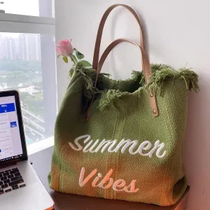 Women Large Size Canvas Bag Beach Tote Bag Large Capacity Mommy Bag